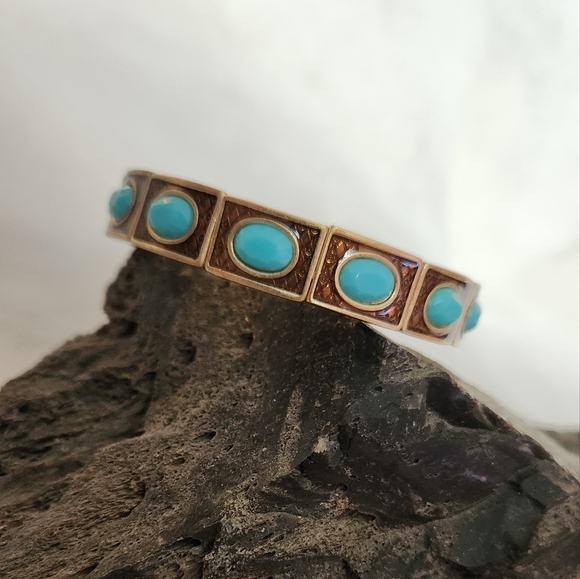 NWT Lia Sophia "Candy Coated" Turquoise Gold and Bronze tone bracelet - Picture 1 of 3
